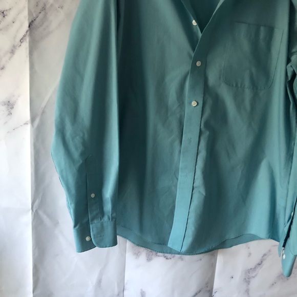 CROFT & BARROW Broadcloth Wrinkle Free Dress Shirt Teal Blue/Green - Picture 5 of 7